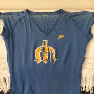 Seattle Mariners Women's Small Nike V-neck T-shirt Light Blue